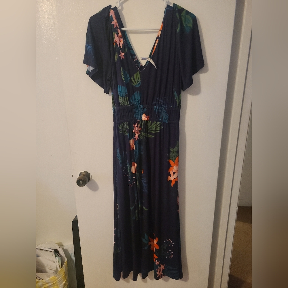 Soma Med Floral Navy Dress